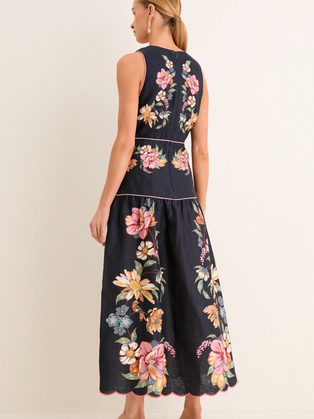 Farm Rio Maira Linen V Neck Dress - Picture 3 of 9